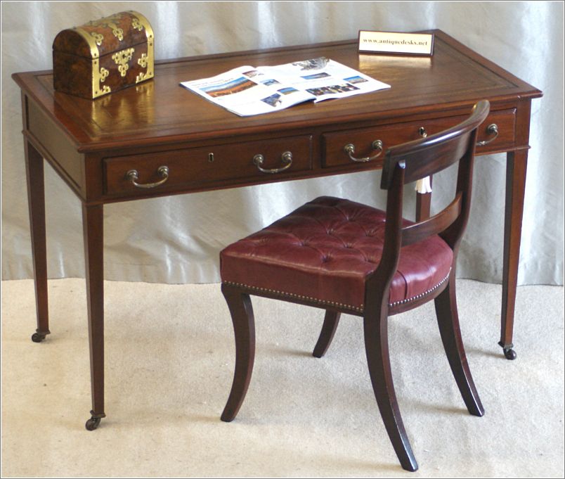 3053 Antique Edwardian Writing Table and leather desk chair